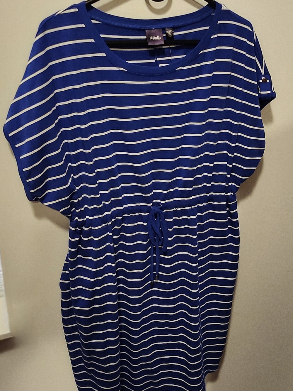 Rafaella Blue and White Striped Drawstring Waist Dress